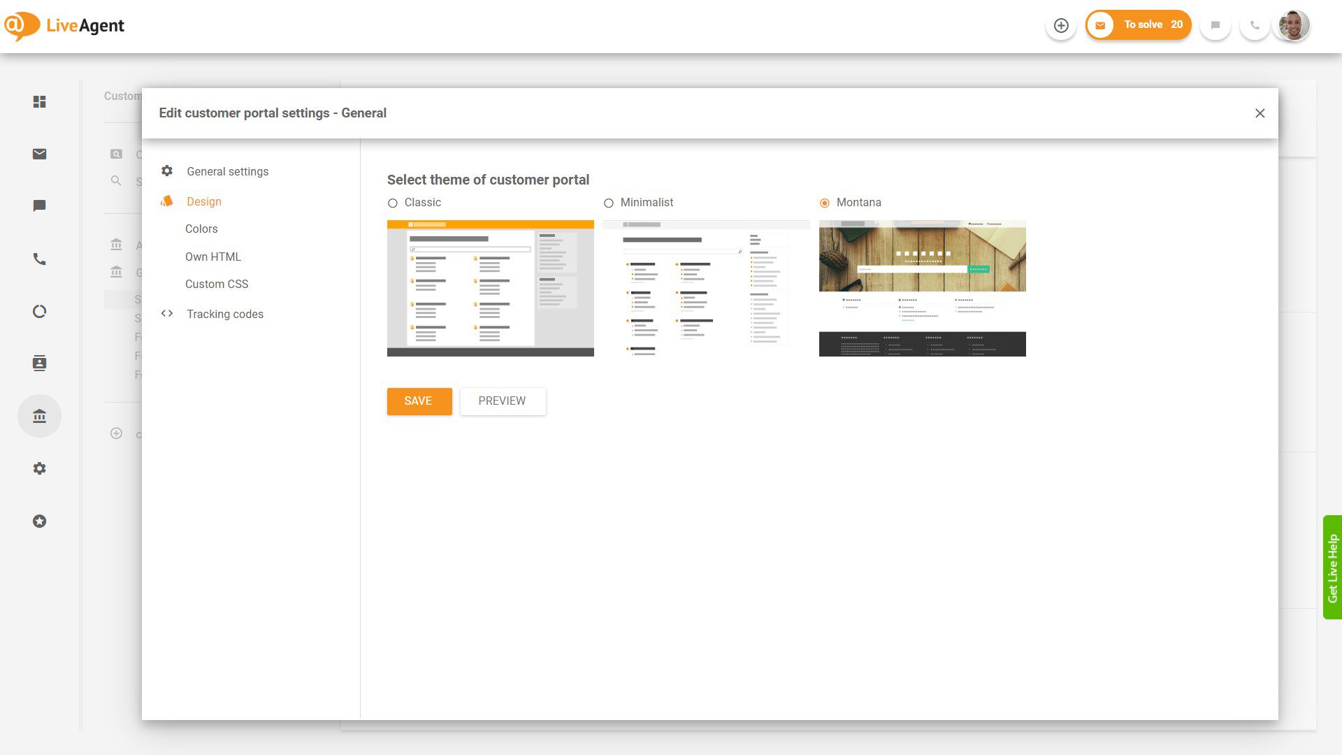 LiveAgent Tickets Overview inside the application