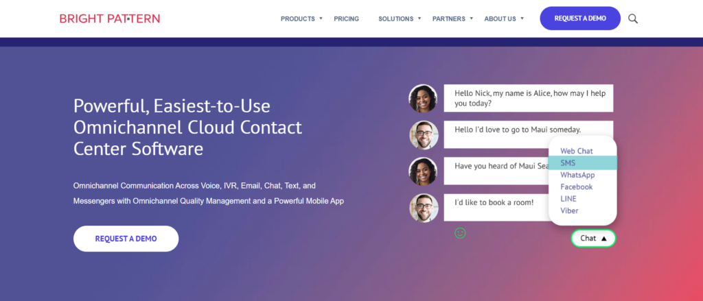 Bright Pattern homepage - omnichannel contact center software
