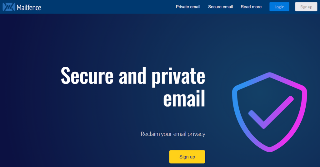 Mailfence homepage