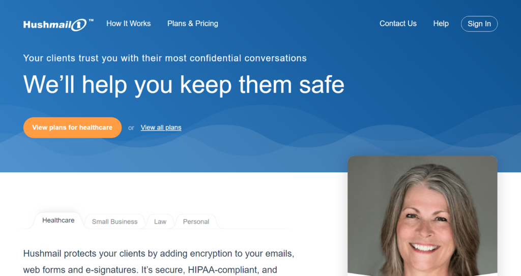Hushmail homepage