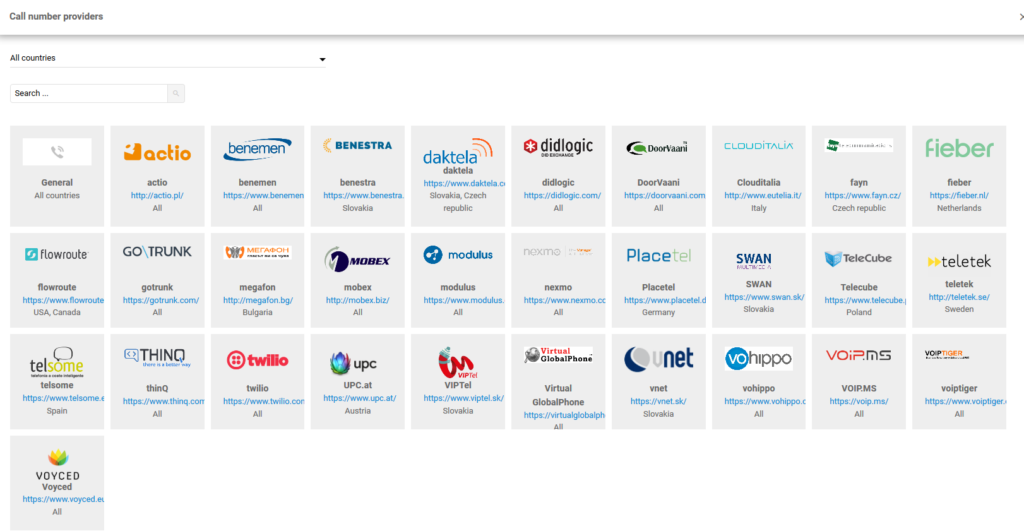list of call number providers