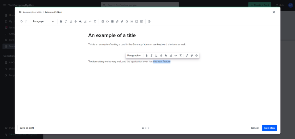Guru - creating knowledge base article