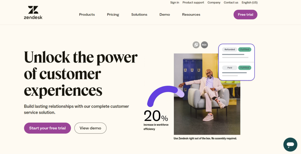 Zendesk homepage - accessible help desk software